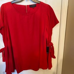 Eloquii Red Cold Shoulder blouse new
